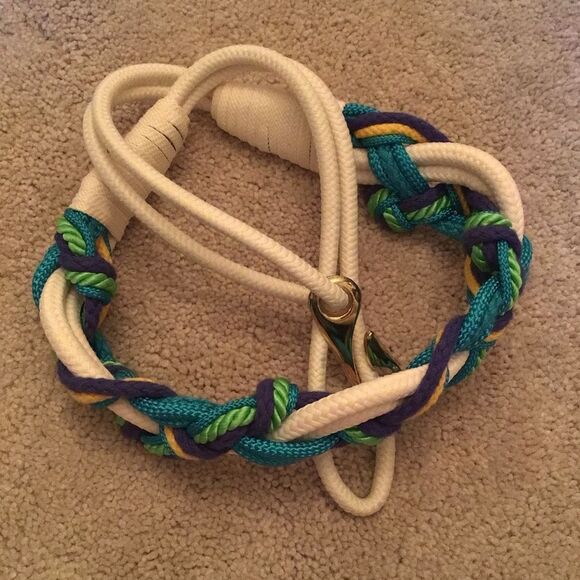 Vintage 80s Braided Rope Cord Belt Hook Clasp - Picture 2 of 4